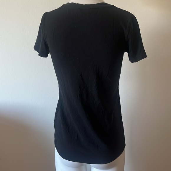 Theory V Neck Black Short Sleeve Stretch Shirt Size SP - Picture 3 of 7